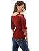 PattyBoutik Women’s Lace Raglan 3/4 Bell Sleeve Blouse (Burgundy M)