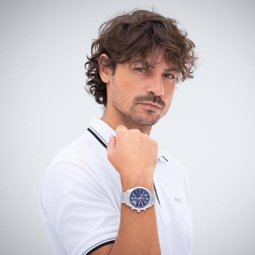 BOSS Relógio masculino de quartzo 1513478 o ano todo, Aço/azul, 44 millimeters, Pulseira
