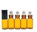 24PCS Amber Empty Glass Roller Bottle Vial Container Holder Pot Jar With Metal Roller Ball and Black Caps for Essential Oil Perfumes Lip Gloss Balms (5ml)