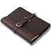 Ancicraft Leather Refillable Journal for Men Women A5 Binder Diary Planner Agenda 6-ring with Vintage Buckle Lined Craft Paper (Dark brown with buckle A5)