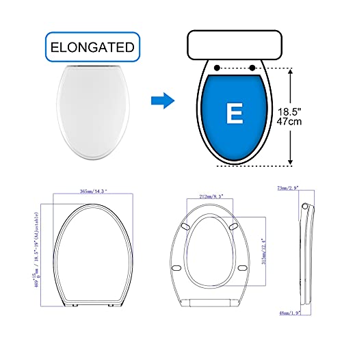 Hibbent Premium Elongated Toilet Seat with Cover(Oval) Quiet Close, One