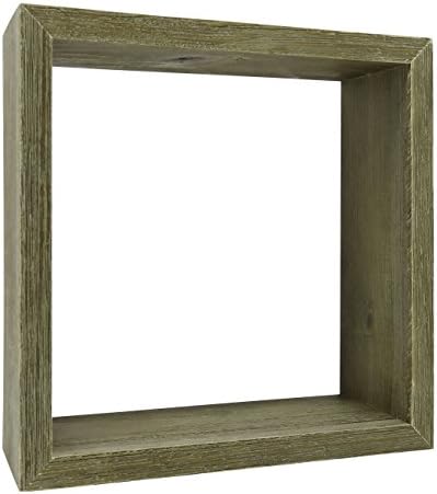 Tangerine Art Distressed Wood Display Cube, Small Decorative Shelf/Wall Décor, Woodland Nursery, Rustic Home Décor, 9 inch, Gray