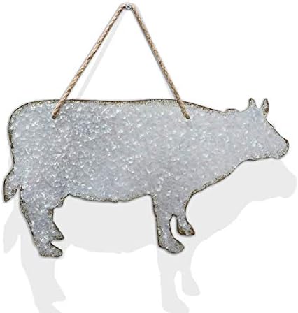 Barnyard Designs Galvanized Cow Farm Animal Cut Out Silhouette Rustic Wall Decor Farm Country Inspired 18 X 10