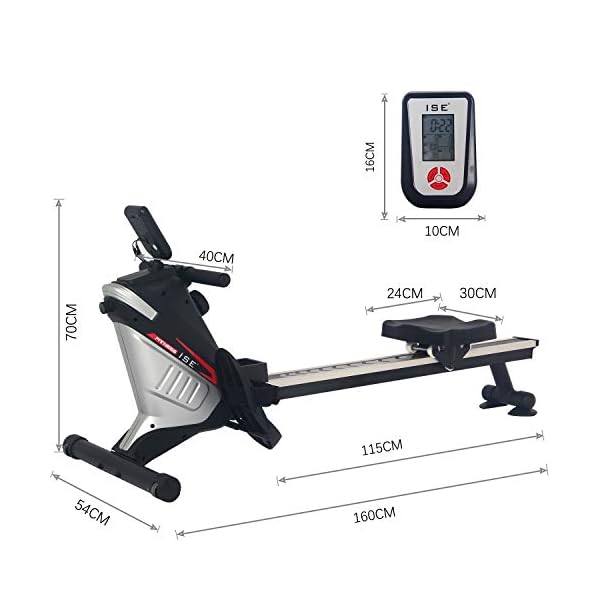 ISE-SY-1750-SY-1750-Magnetic-Rowing-Machine-with-8-Levels-of-the-Computer-Slide-Black-and-Red-145-x-46-x-20-cm ISE SY-1750 Rowing Machine with Magnetic Braking System, 8 Resistance Levels, Aluminium Slide, LCD Screen, Silent