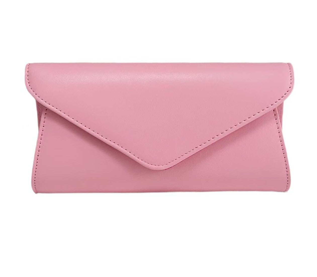 Leah Ward Women's Faux Leather Clutch Bags Wedding Flap Handbags 490H (Pink)