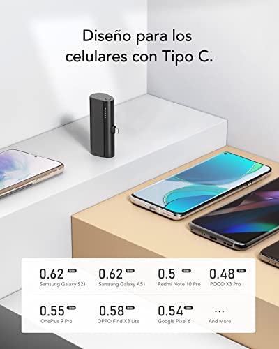 MOFIT Mini Power Bank Salida Tipo C Carga Rápida PD 22.5W Integrado Batería Portátil Banco de Energía 5000 mAh Compatible con los Celulares iPhone 16/15 Pro MAX Samsung Xiaomi Google,¡Idea de Regalo
