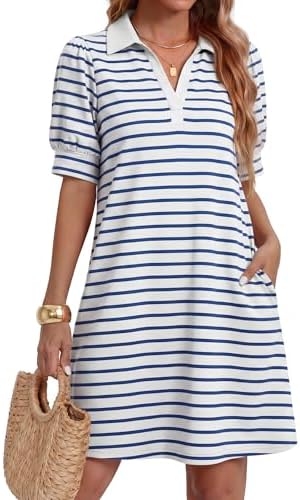 ハイアンドHIAND Ruffled-Hem Polo Dress フリル Amazon.com: YEXPINE Polo Dress for Women Short Sleeve Ruffle Hem