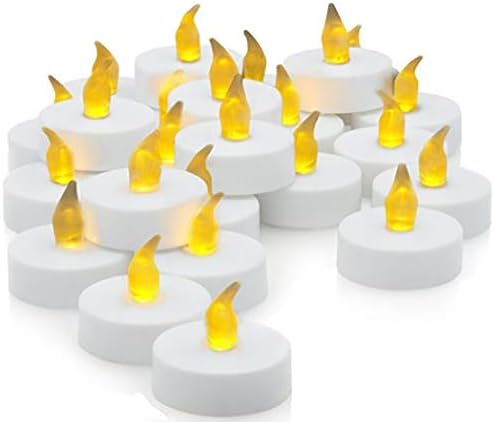 Ideal Products 30 LED candles battery operated (included) with romantic yellow light effect. Perfect for the outdoors & indoors: no smoke or fire hazards at Christmas Valentine’s Day Halloween,...