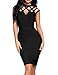 Madam Uniq iFashion Women's Sleeveless High Neck Hollow Out Bandage Mini Dress (L, Black)