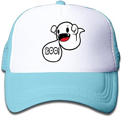 Boo ! Adjustable Mesh Polyester Kids Cool Baseball Hats Caps SkyBlue Halloween Holiday Gifts