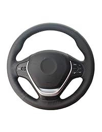 Eiseng   Funda para volante de coche personalizable para 2013 2014 2015 2016 2017 2018 BMW Serie 3 F30 F31 F34   Serie 4 F32 F33 F36   para 2 Series F45 F46 (piel sintética), color negro