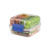 SnapLock by Progressive Lunch Cube To-Go Container - Blue, SNL-1005B Easy-To-Open, Silicone Seal, Snap-Off Lid, Stackable, BPA FREE
