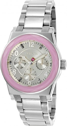 Invicta 22657 womens angel quartz pink glass bezel stai…