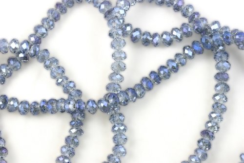 Chinese Crystal Glass Beads Faceted Rondelle 6mm Iolite Blue Quartz [16 inch strand] (4056)
