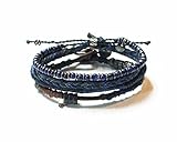 Wakami Handmade Hip Leather Friendship Braided Blue 4 Earth Bracelets :: Mayan Jewelry Etsy Bracelet :: Unique Unisex Valentines Day Gift