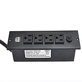 UL Listed Desktop in-Desk Table Furniture Recessed Mount Surge Protector Protection Power Strip Grommet Outlets Socket USB Charging Center (4 outlets Surge Protector)