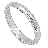 Sterling Silver Wedding 3mm Band Plain Comfort Fit