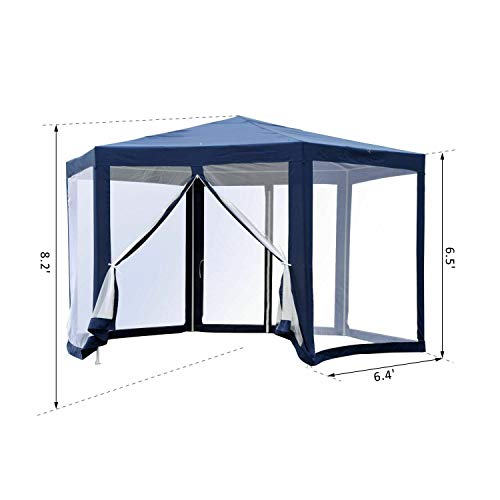 FDInspiration Blue Steel Sun Shade Outdoor Gazebo Canopy Garden Party Tent Awning Patio Shelter w/Netting with Ebook - Thumbnail 7