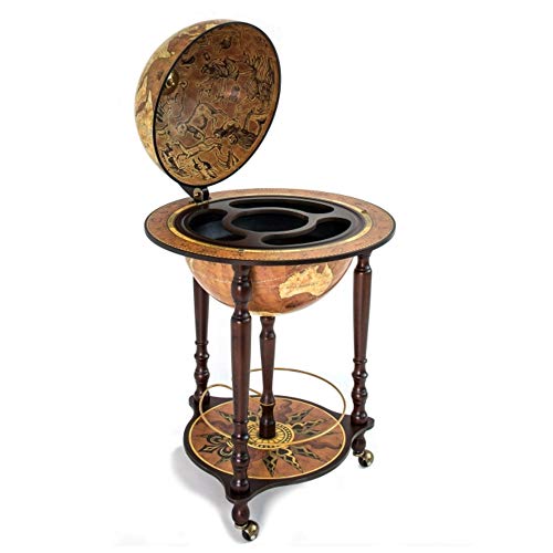 Zoffoli Globus Bar Da Vinci Rust 40 cm Weltkugel Hausbar mit Lenkrollen - Barschrank Getränkefach aus Nussbaumholz für… – Bild 4