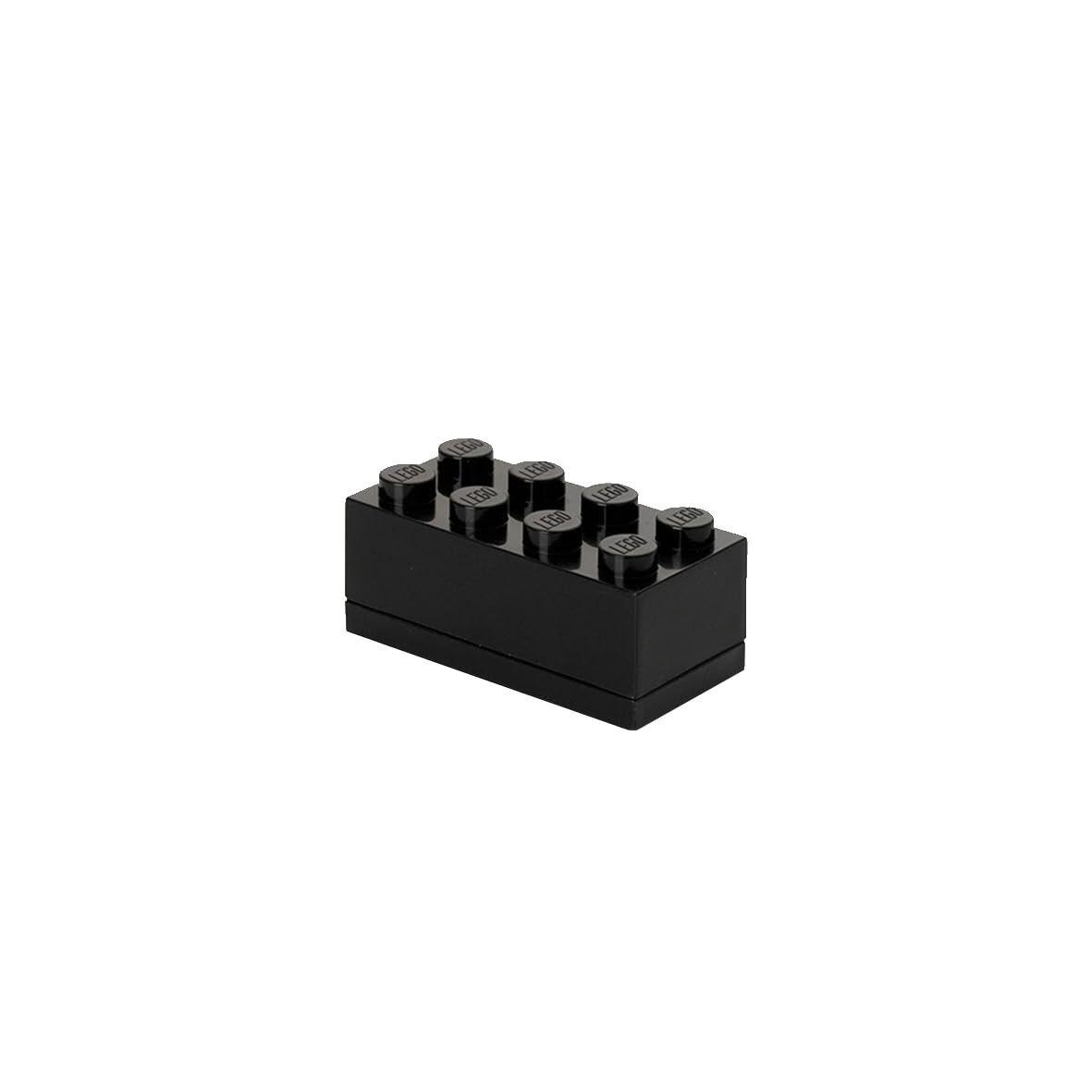 LEGO Mini Box 8 Knobs Black - Versatile Small Storage Box for Snacks, Jewellery, Hair Accessories, and Souvenirs - Safe, Easy to Clean, 46x92x43 mm