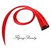 5pcs Red Clip in Hair Extensions 100% Human Hair 18 Inch Colored Party Highlights Clip in Extensions for Women Kids Girls