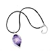 Chuvora Hand Blown Murano Glass Purple Orchid Flower Teardrop Pendant Necklace, 18-20 inches