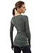 PattyBoutik Women Raglan V Neck Ruched Sides Top (Grayish Green Small)