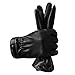 LETHMIK Womens Touchscreen Texting Winter PU Faux Leather Gloves Driving Long Fleece Lined Black-L