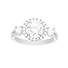 Mia Sarine Womens Round Halo Royal Princess Style Three Stone Cubic Zirconia Engagement Ring in Rhodium over Brass Size 7