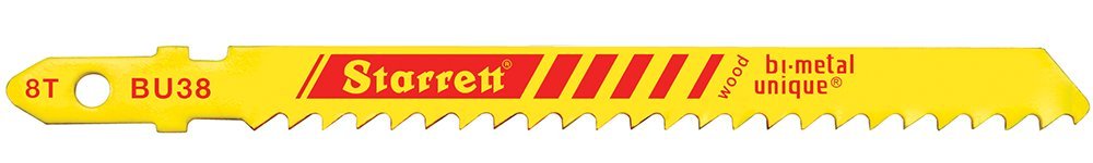 Starrett Wood Cutting Jigsaw Blades - 5 Pieces BU38 Unified Shank 8 Teeth Per Inch Bi-Metal Fast Straight Cuts Saw Blade Set - Compatible With Bosch Dewalt Hitachi Festool Milwaukee