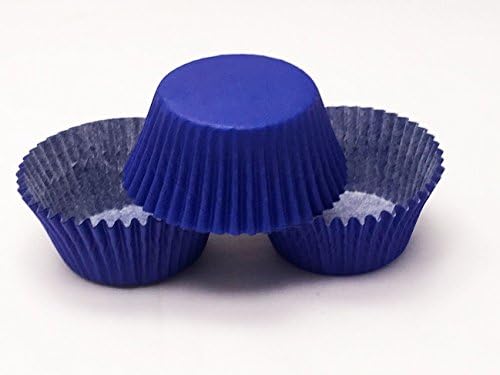 Package of 48Pcs Disposable Baking Cups MINI Round Royal Blue & Yellow Polka Dot Standard Size Paper Cupcake Liners Cake Decorating Supplies for Wedding Birthday Party Size 2" X 1.25" tall