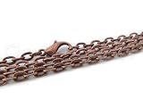 50 CleverDelights Vintage Style Necklaces - Antique Copper Color - 24 Inch - Rolo Chain Necklace - Lobster Clasp and Jump Rings Attached - Jewelry Findings - 3 x 4mm Oval Links - Antiqued Necklaces - 24