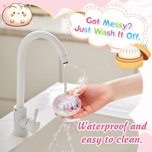 Giant Glitter Dumpling Squishy, Bao Bun Dumpling Mystery Dumplings Squishy with Steamer,Anti Anxiety Fidget Toys for Kids & Adults,Stress Relief Fidget Toy for Party Birthday Christmas(Gold + Silver)
