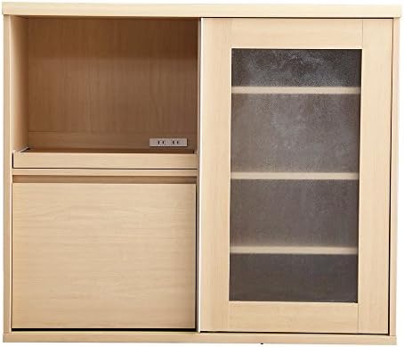 シンプルでおしゃれな食器棚 幅105cm 高さ90 オーク ワイド ロータイプ 激安 超特価 ガラス引き戸 キッチン 強化ガラス 収納 棚 台所 キッチンラック 一人暮らし