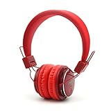 Wireless Headphones,GranVela Q8 3 in 1 Multifunctional Foldable Bluetooth Headphones with Microphone, Micro SD Card Player, FM Radio and 3.5mm Detachable Cable - Red