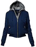 Luna Queen Women's Plus Size Warm Hoodie Mixed French Terry Bomber Jackets