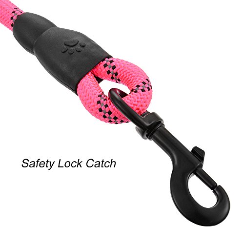 URIJK 5 FT Dog Rope Leash with Padded Handle - Heavy Duty Strong Dog Training Leash for Medium Large Dogs - Reflective Nylon Pet Mountain Dog Rope Lead for Safety Night Walking