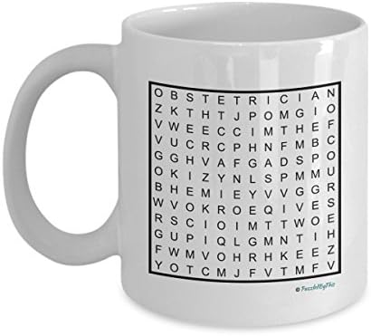 Wordsearch Gift Mug for Obstetricians, “Of Course I'm Right I'm The Fucking Obstetrician”