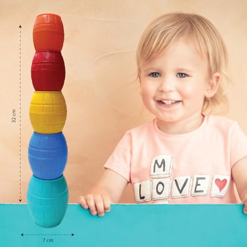 Giggles Funskool Stackable Blocks Barrels, Nesting & Stackable Toy for Kids, Encourages Learning & Development, Fun Activity for Babies, Gift Set for Kid, Age 12+ Months 4
