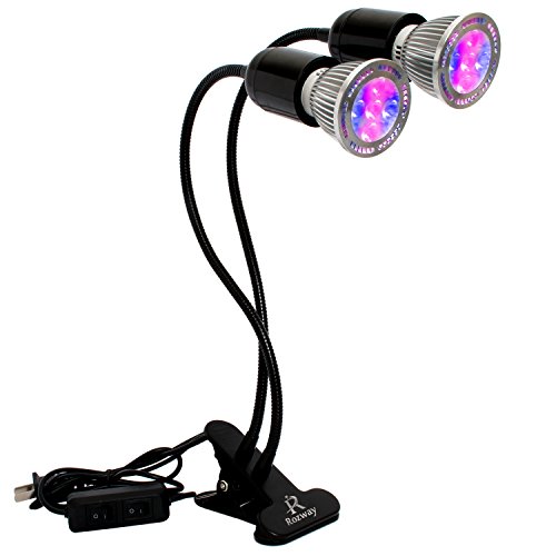 Rozway Dual Head LED Grow Light | DETACHABLE BULBS | 10W Premium Led Grow Lights for Plants 360° GooseNecks LED Grow Lamp For Indoor Plants, Hydroponics and Greenhouse Growing (Black)