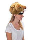 Furry Lion Animal Hat, Realistic Plush Costume Headwear, 1 Size