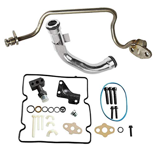 yjracing Updated Turbo Feed & Drain Line Tube w/Fitting Update Kit Fit for 2003-2007 Ford 6.0L Powerstroke Diesel F250 F350