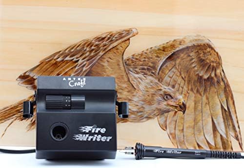 Wood Burning Machine Kit by Antex - Firewriter Pyrography Pro 110v - Unit, Pen, Tip Wire Pack, Temp Adjustable Upto 650°c for Wood/Leather/Gourd