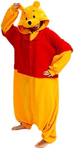 Sheena Winnie the Pooh Costume Adult Cartoon Cosplay Pajamas Onesies Sleepsuit (Small)
