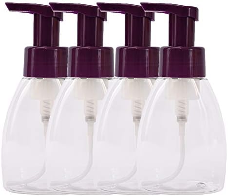 Foaming Soap Dispenser 8.5oz Clear BPA Free (4 Pack, Pearl Purple)