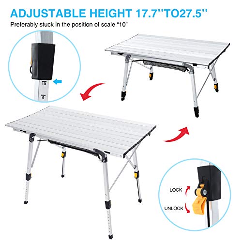 Brace Master Camping Table Folding Portable Aluminum Picnic Table with