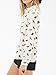 Clothink Women White Bird Print Shirt Collar Long Sleeve Button Up Shirt