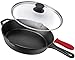 Cuisinel Pre-Seasoned Cast Iron Skillet (10-Inch) with Glass Lid and Handle Cover Oven Safe Cookware - Heat-Resistant Holder - Indoor and Outdoor Use - Grill, Stovetop, Induction Safe