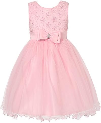 Richie House Girl's Princess Dress with Layered Mesh Bottoms and Bow RH1935-B-5/6