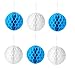 Happy Birthday Banner For A Boy With Set of 6 Large 8 inches Tissue Paper Pom Pom Balls - Blue Polka Dot Birthday Banner - New Designed Birthday Bunting Decorations Kit and Party Supplies For Kids